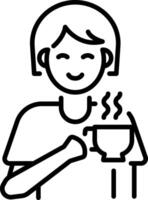 A character drinking tea icon in line style vector