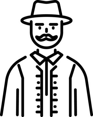 A line style icon of a russian man