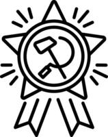 A linear style icon of a victory ribbon vector
