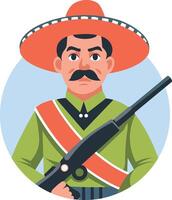 Mexican soldier character illustration in flat style vector