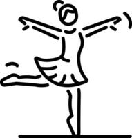 A girl doing dance pose icon in line style vector