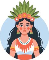 Mayan priestess character illustration in flat style vector