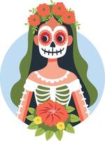 Muertos bride character illustration in flat style vector