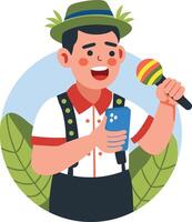 Singing character illustration in flat style vector