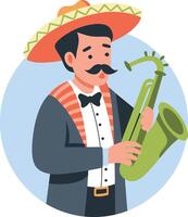 Saxophonist character illustration in flat style vector