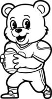 Bear Football Player Running with Ball vector