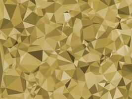 an abstract geometric background with a monochromatic palette of golden yellow and brown shades. It features overlapping polygonal and triangular shapes, creating a faceted, mosaic-like texture. vector
