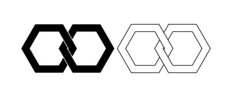 two hexagonal chain links icon vector