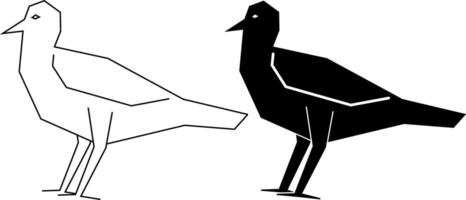 side view simple bird icon set vector