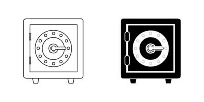 outline silhouett Safe deposit box icon set isolated on white background vector
