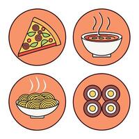Four different icons of food and drink vector