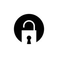 abstract and simple logo of padlock in circle vector