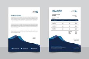 Creative and stylish Abstract style, Gradient blue color white background, professional business letterhead and invoice template design vector
