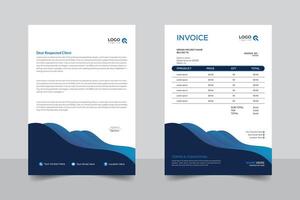 Clean and professional business invoice and letterhead design template, abstract style gradient colorful layout vector