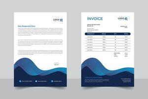 Abstract style, Gradient blue color white background, professional business letterhead and invoice template design vector