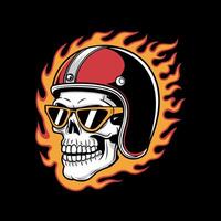 Flaming Skull with Helmet Design vector