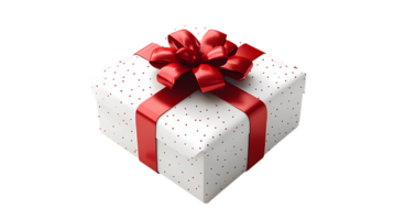 a gift box with red ribbon and bow on a transparent background png