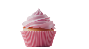 a cupcake with pink frosting on a transparent background png