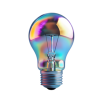light bulb with rainbow reflection on transparent background png