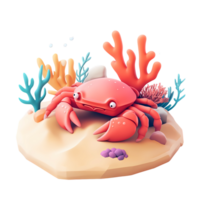 crab on the beach with coral reef png