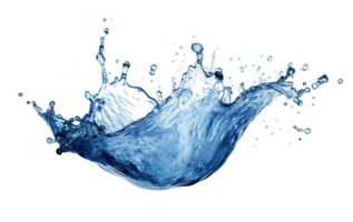 blue water splash in crown shape, creating dynamic droplets against a transparent background, evoking freshness and purity png