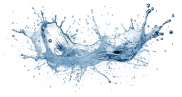 Graceful blue water splashing in crown shape, creating dynamic droplets against a transparent background, evoking freshness and purity png