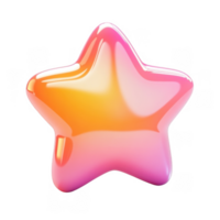 3d icon Isolated glossy star with pink and orange gradient on transparent background, ideal for creative projects png