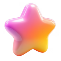 3d icon Isolated glossy star with pink and orange gradient on transparent background, ideal for creative projects png