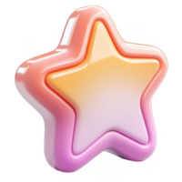 3d icon Isolated glossy star with pink and orange gradient on transparent background, ideal for creative projects png