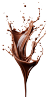 cremoso chocolate salpicaduras en un suave corona forma con gotas, aislado en transparente fondo, Perfecto para comida y bebida promociones png