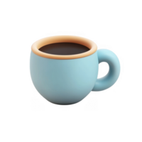3d rendering of a light blue coffee cup with dark coffee, isolated on a transparent background, ideal for illustrations and icons png