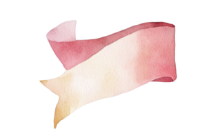 Pink watercolor Vintage ribbon banner isolated on transparent background, ideal for adding a touch of elegance to designs, invitations, and creative projects png