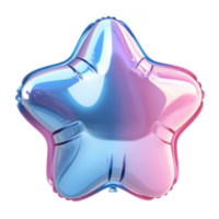 Shimmering star shaped balloon hovering with vibrant iridescent surface, radiating party birthday spirit against transparent background png