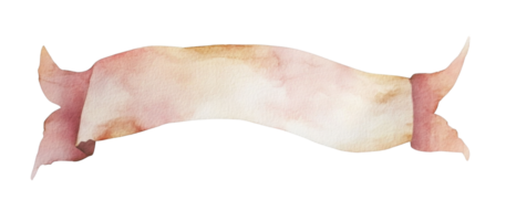 Pink watercolor ribbon banner isolated on transparent background, ideal for adding a touch of elegance to designs, invitations, and creative projects png