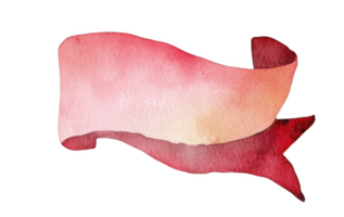 Pink and orange watercolor ribbon banner isolated on transparent background, perfect for adding a touch of elegance to designs png