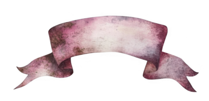 purple watercolor Vintage ribbon banner isolated on transparent background, ideal for adding a touch of elegance to designs, invitations, and creative projects png