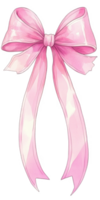 Elegant pink bow ribbon painted with watercolors, isolated on a transparent background, perfect for adding a touch designs png