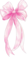 Elegant pink bow ribbon painted with watercolors, isolated on a transparent background, perfect for adding a touch designs png