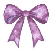 Elegant lilac bow ribbon painted with watercolors, isolated on a transparent background, perfect for adding a touch of femininity to designs png