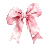 Elegant Vintage pink bow ribbon painted with watercolors, isolated on a transparent background, perfect for adding a touch of femininity to designs png