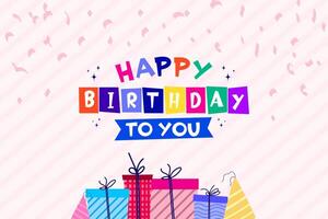 Happy birthday background design. Birthday text in pink space for message vector