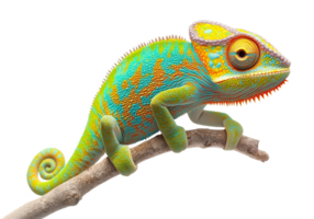 Chameleon on Branch Isolated on Transparent Background png