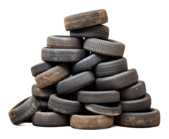 Old Used Tire Pile Isolated on Transparent Background png