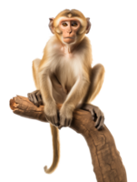 Monkey Sitting on Branch Isolated on Transparent Background png