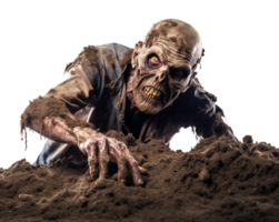 Zombie Crawling Coming Out of Soil Isolated on Transparent Background png