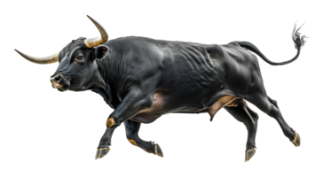 Bull Running Side View Isolated on Transparent Background png