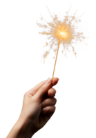 Hand Holding Sparkler Firework Isolated on Transparent Background png