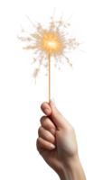Hand Holding Sparkler Isolated on Transparent Background png