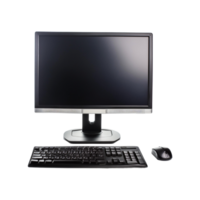 LCD computer with keyboard and mouse on transparent background png
