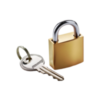 Realistic Lock with key on transparent background png